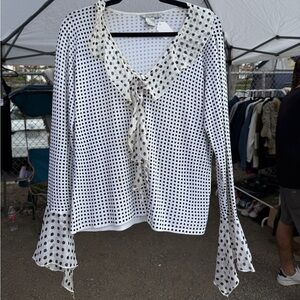 Alberto Makali Black and White Polka Dot Blouse